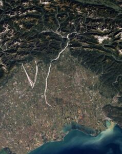 Corso del Tagliamento visto dal Satellite